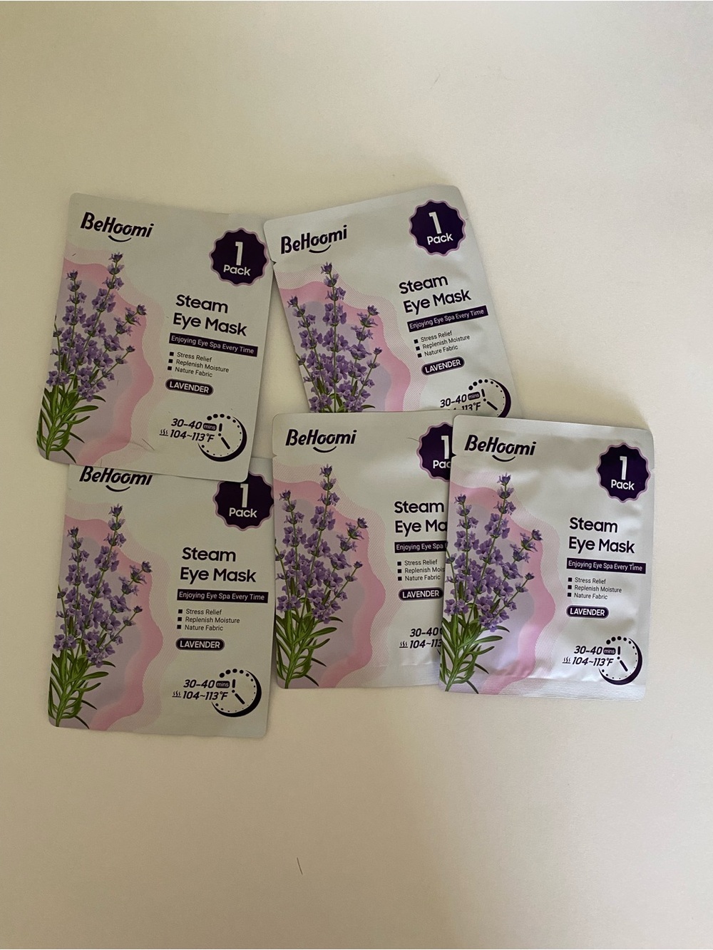 5 packs BeHoomi Lavender Steam Eye Mask